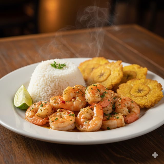 Camarones Al Ajillo/Shrimp In Garlic Sauce.